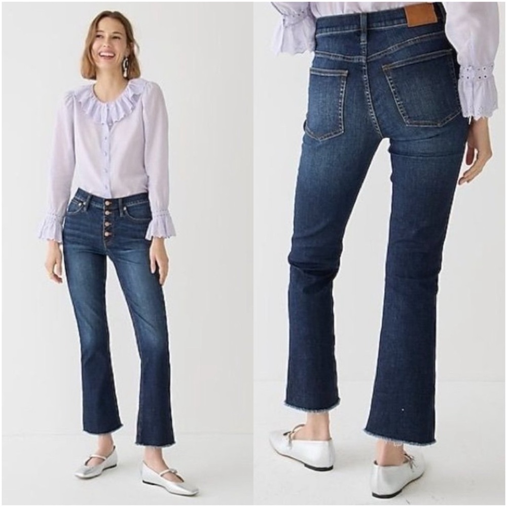 J. Crew Demi-Boot Crop Jean in Dark Worn Wash